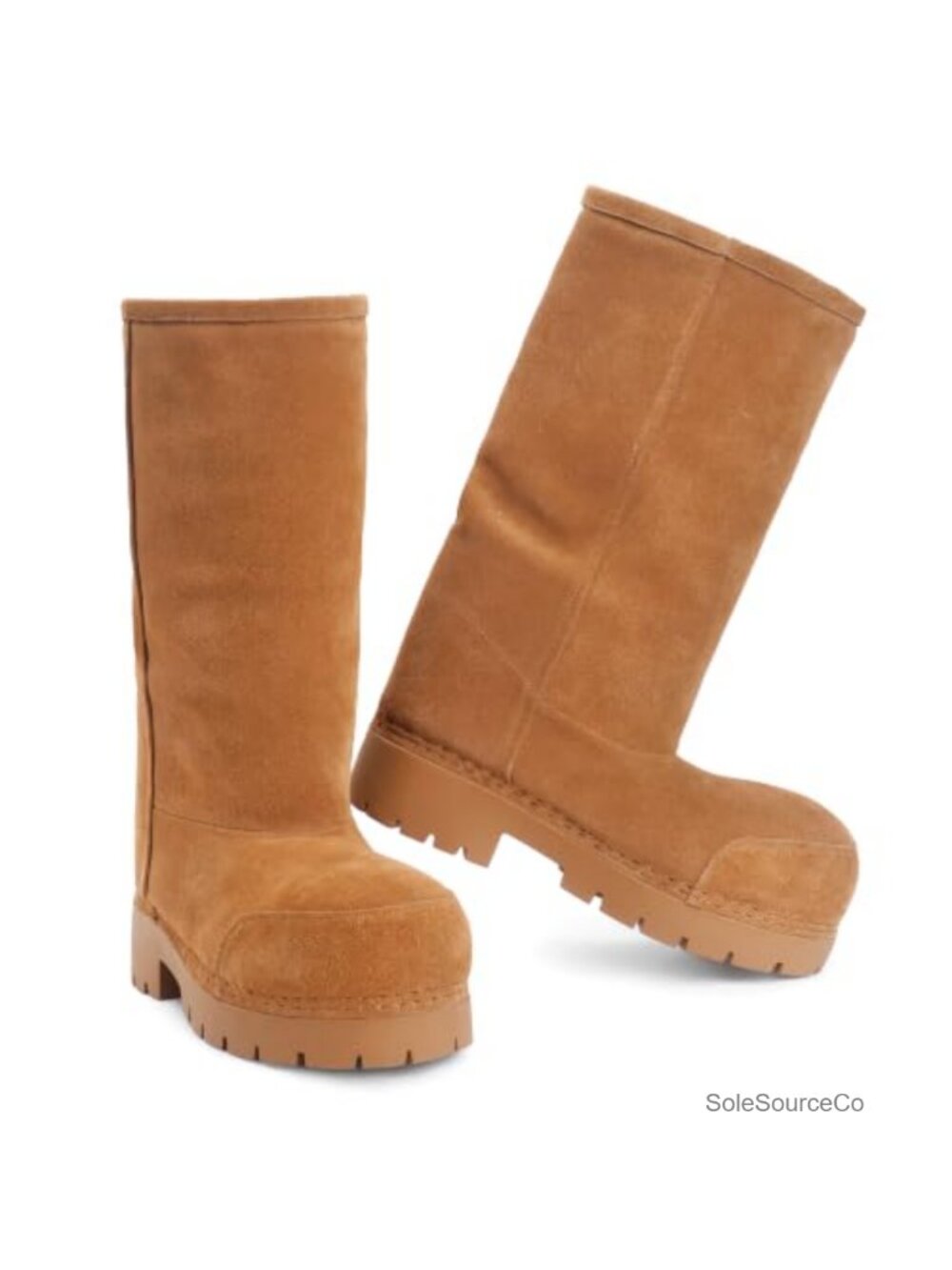 Faux Suede Platform Knee High Snow Boots Round Toe Faux Fur Lined